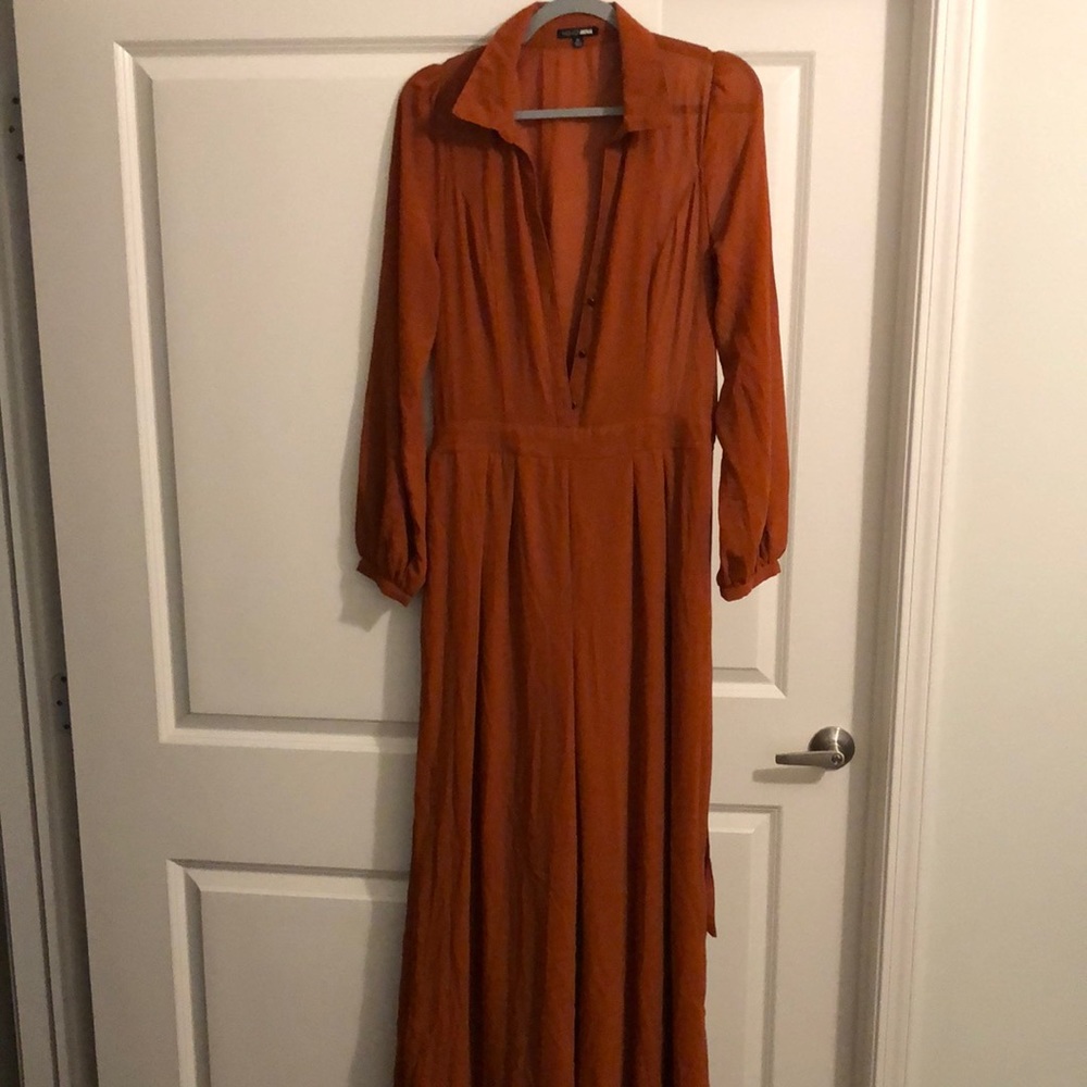 Long sleeved, sheer top jumpsuit